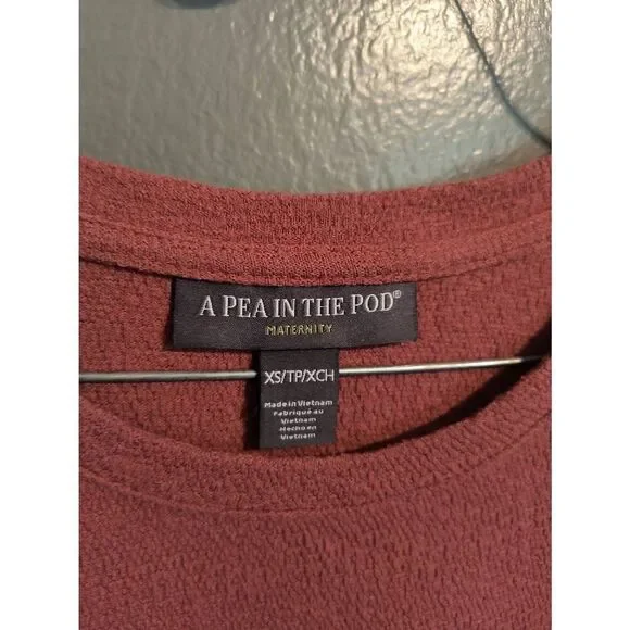 A Pea in the Pod Women's XS Maternity Pink Tie Waist Short Sleeve Top Shirt - Picture 2 of 5